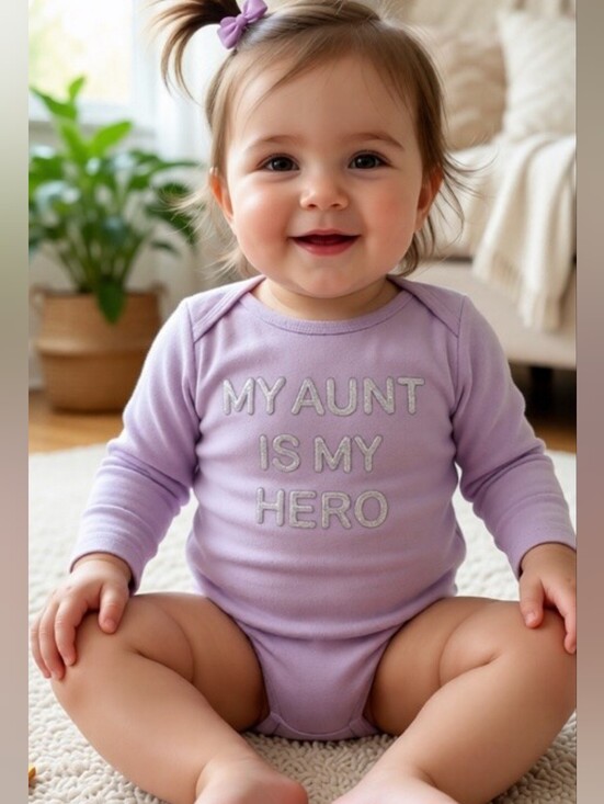 Old Navy Other - My aunt 👱👧👩is my hero bodysuit baby purple 12-18 Month